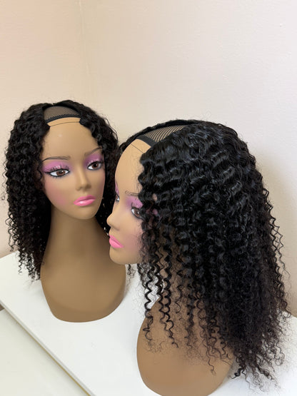 12” Afro Kinky Curly V Part Human Hair Wig 200% Density SALE