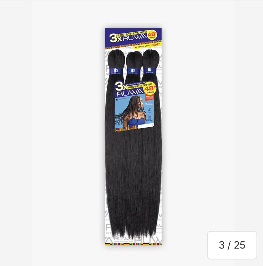 SENSATIONNEL AFRICAN 3X PRE-STRETCHED RUWA BRAID 24" COLOR #2
