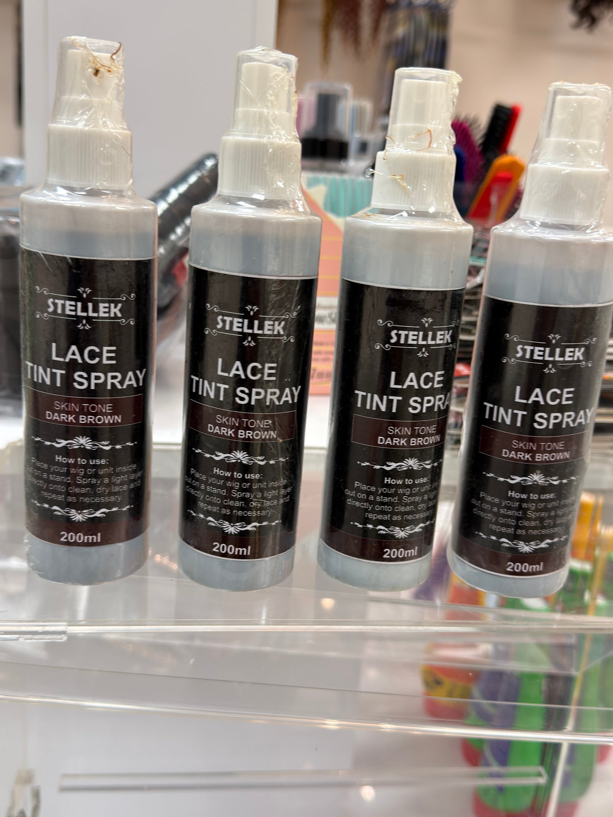 4pc Lace Tint Skin Tone Dark Brown Spray Bottles