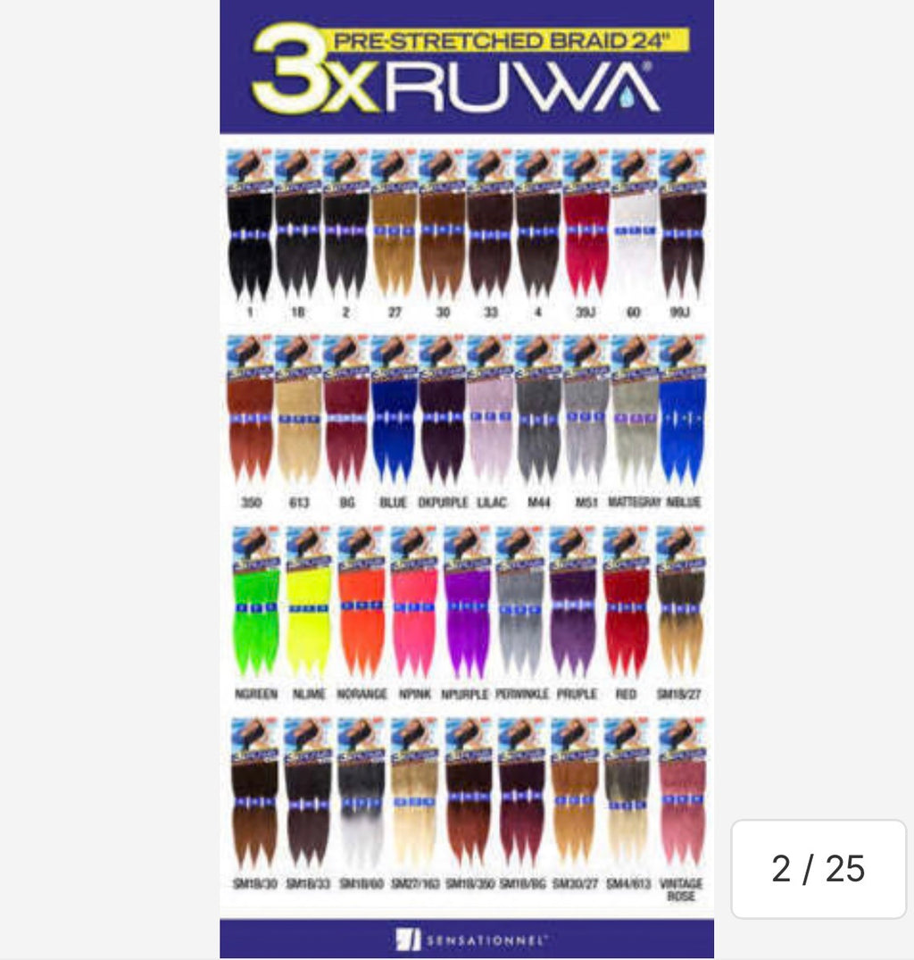 SENSATIONNEL AFRICAN 3X PRE-STRETCHED RUWA BRAID 24" COLOR #1B