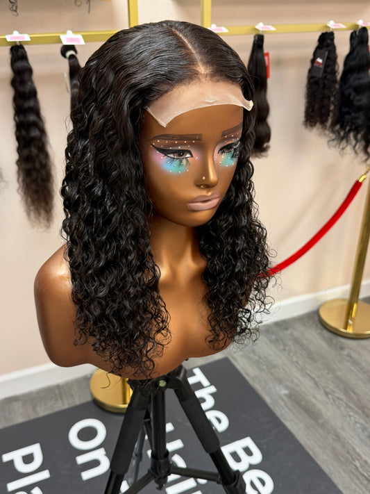 16” Raw Cambodian Curly 5*5 Swiss Lace Closure Wig