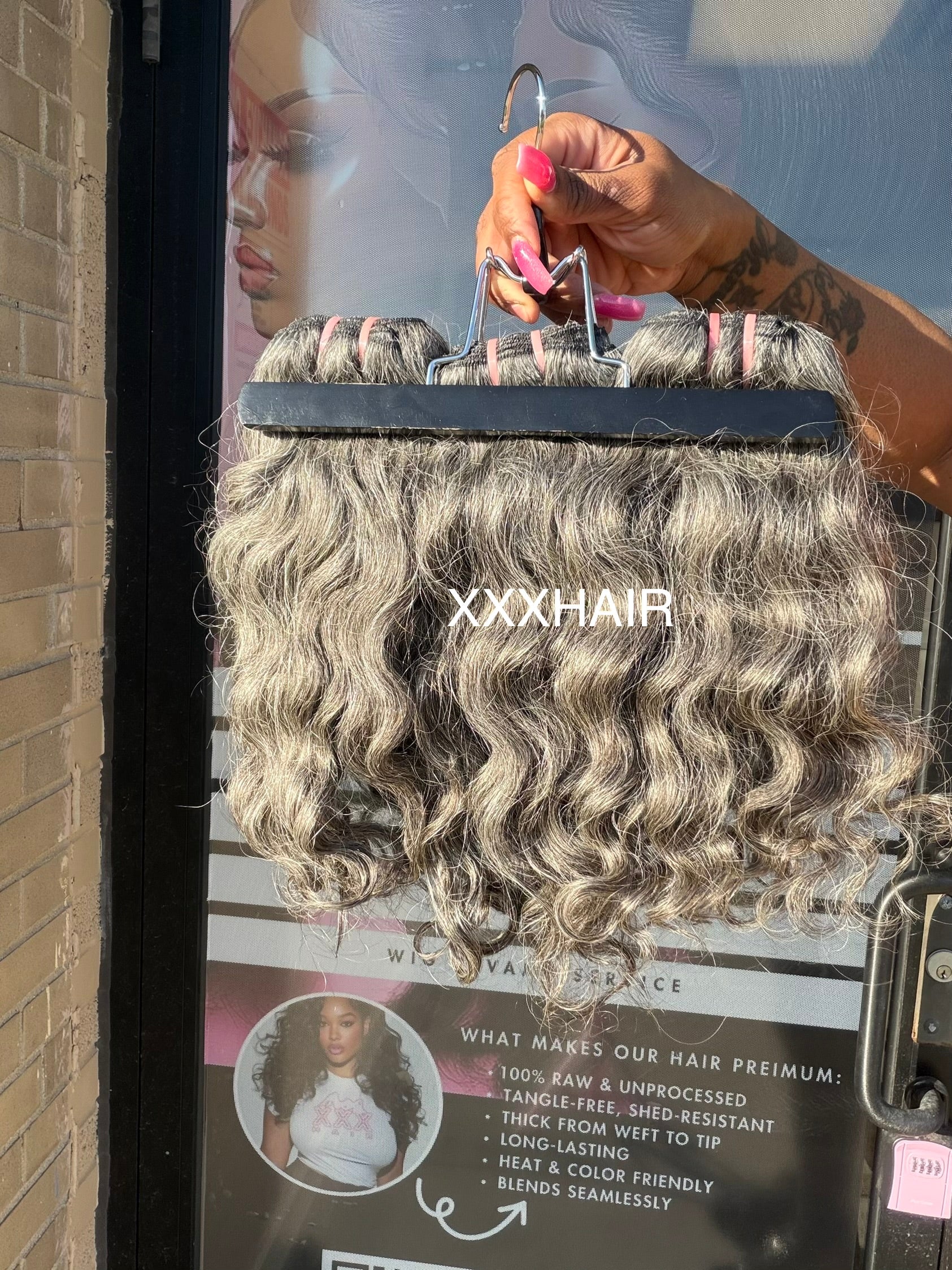 12” Raw Indian Grey Wavy Hair Bundle