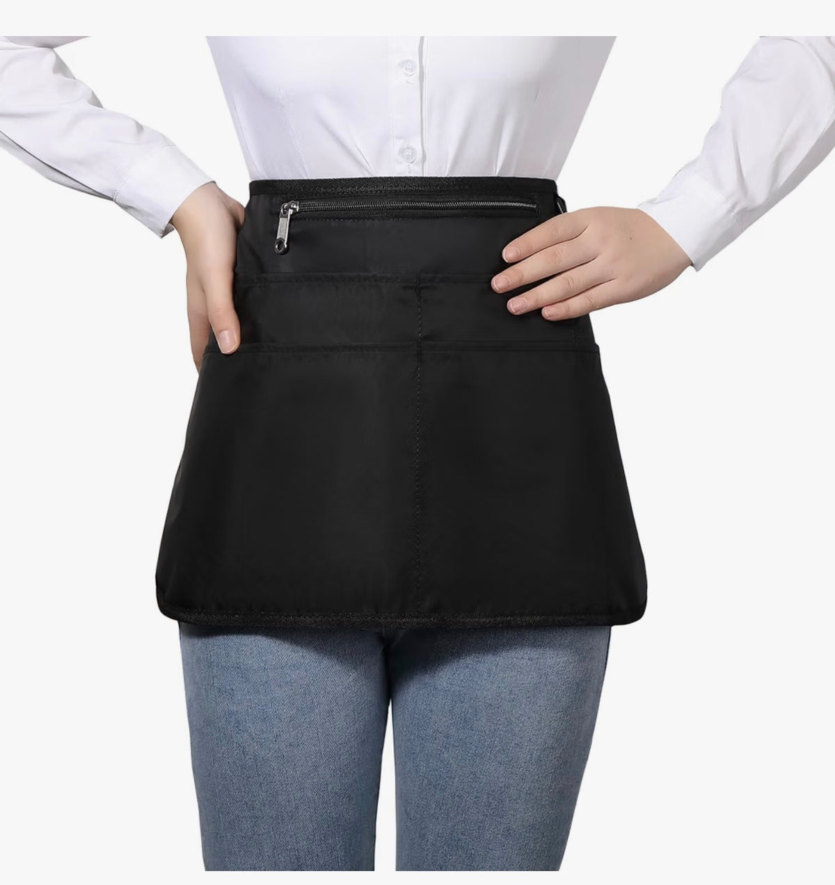 Barber Apron With 6 Pockets Waterproof and Bleach Proof Hair Stylist Apron for Cosmetology Black
