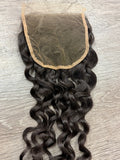 16” Raw Indian Curly HD 5*5 Lace Closure