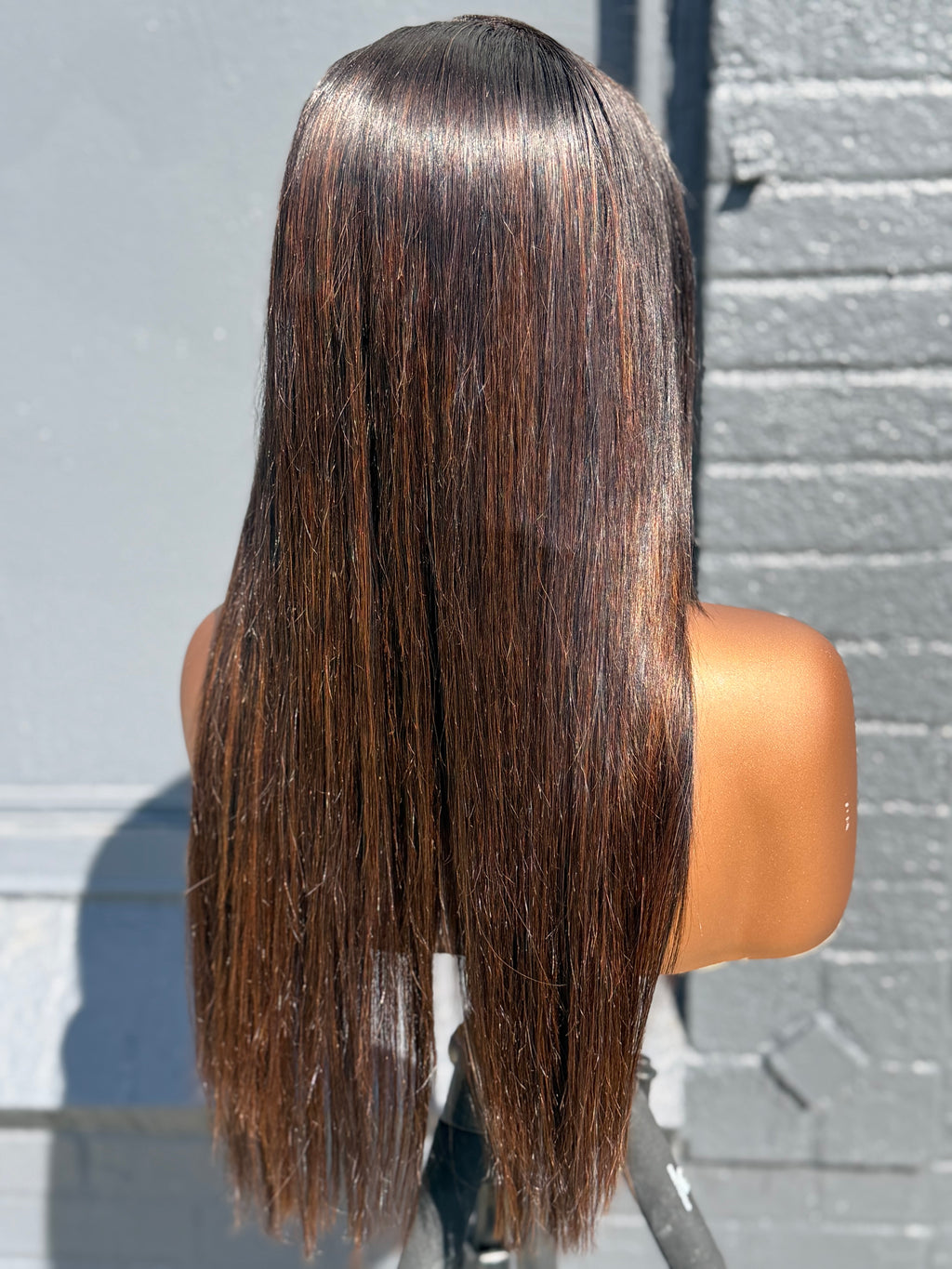 22” Virgin Bone Straight Custom Black Bown Highlights 6*6 HD Lace Closure Human Hair Wig