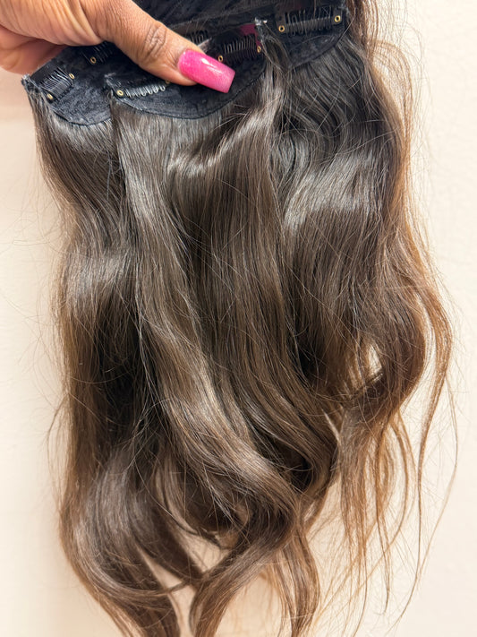 16” Raw Indian Straight 3pc Clip-Ins Hair Extensions