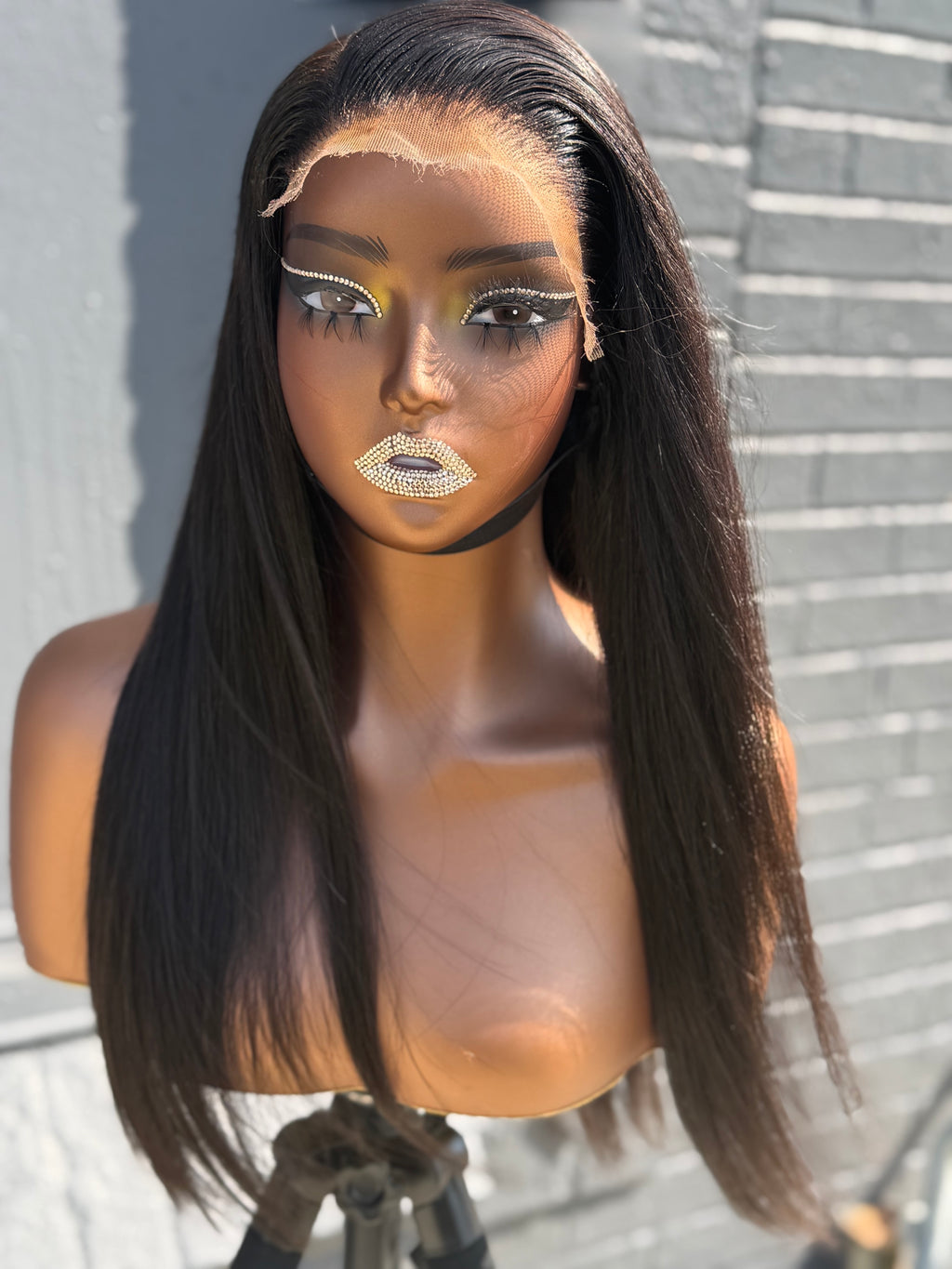 20” Virgin Bone Straight Natural Black HD 7*7 Human Hair Lace Closure Wig