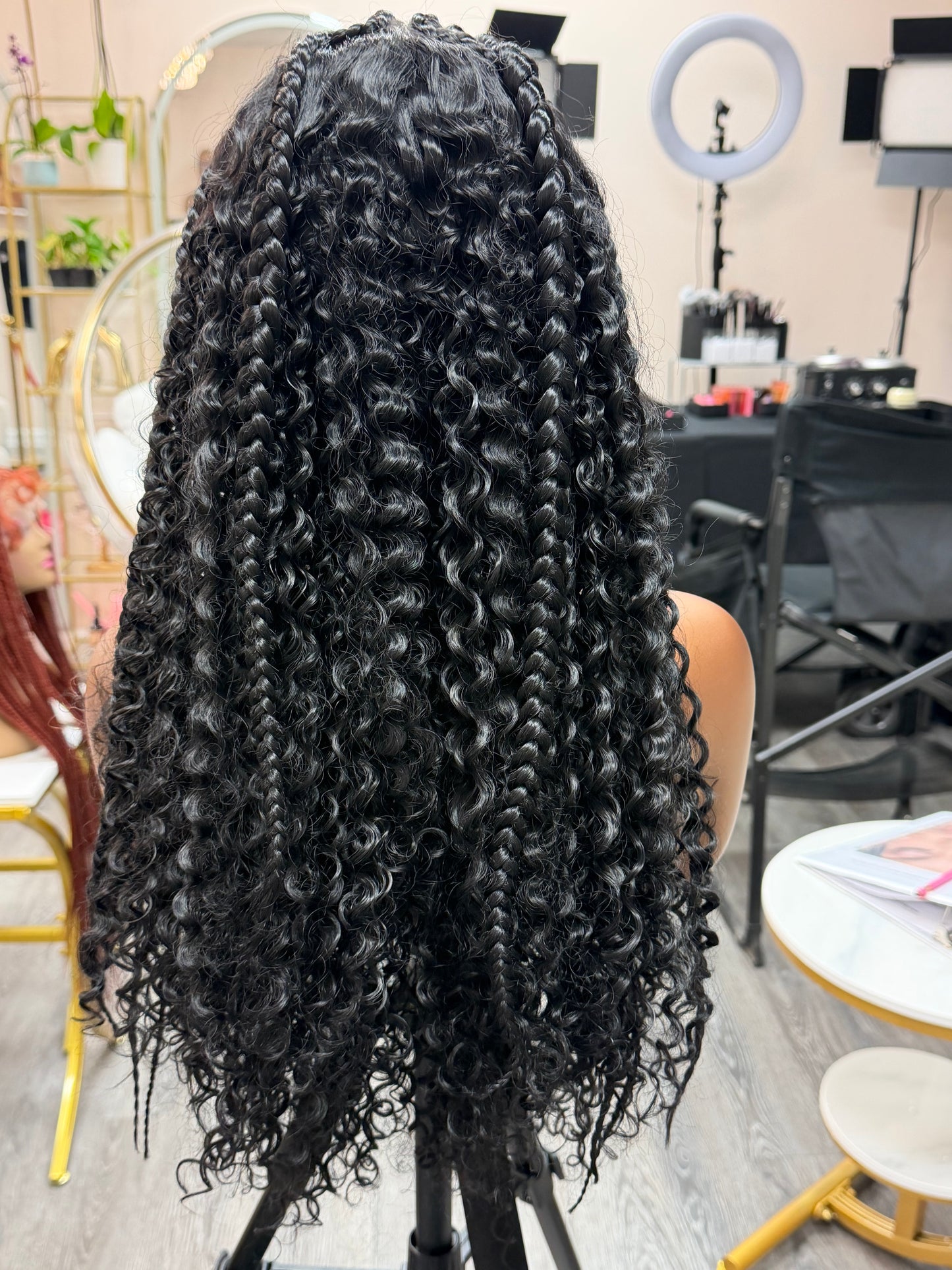 18” Half Braided 13*6 HD Lace Front Wig Human Blend