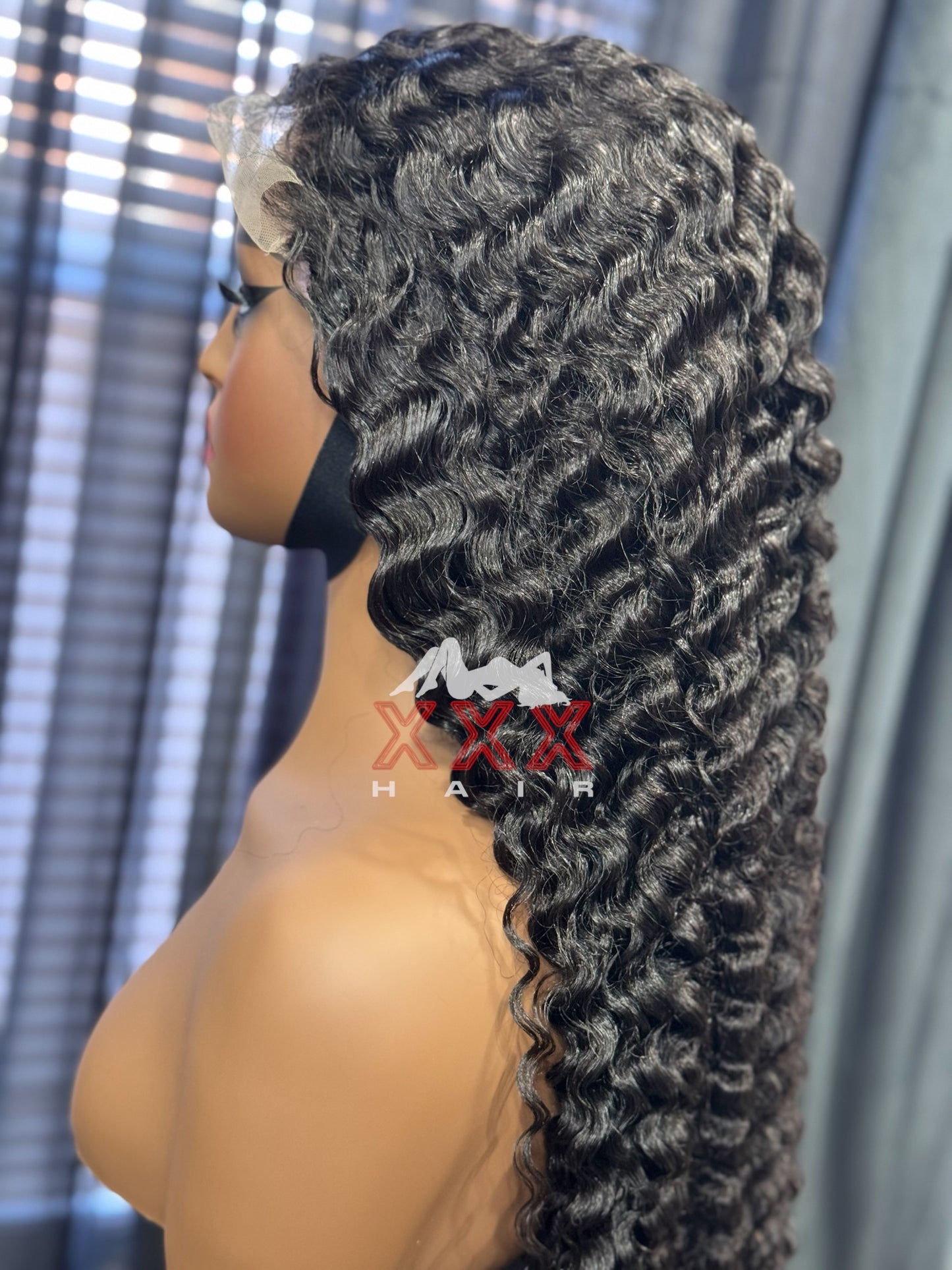 30” Black Deep Curl Virgin Human Hair HD 6*9 Lace Front Wig