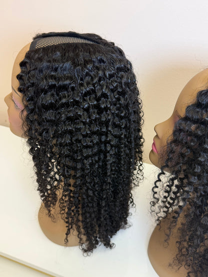 12” Afro Kinky Curly V Part Human Hair Wig 200% Density SALE