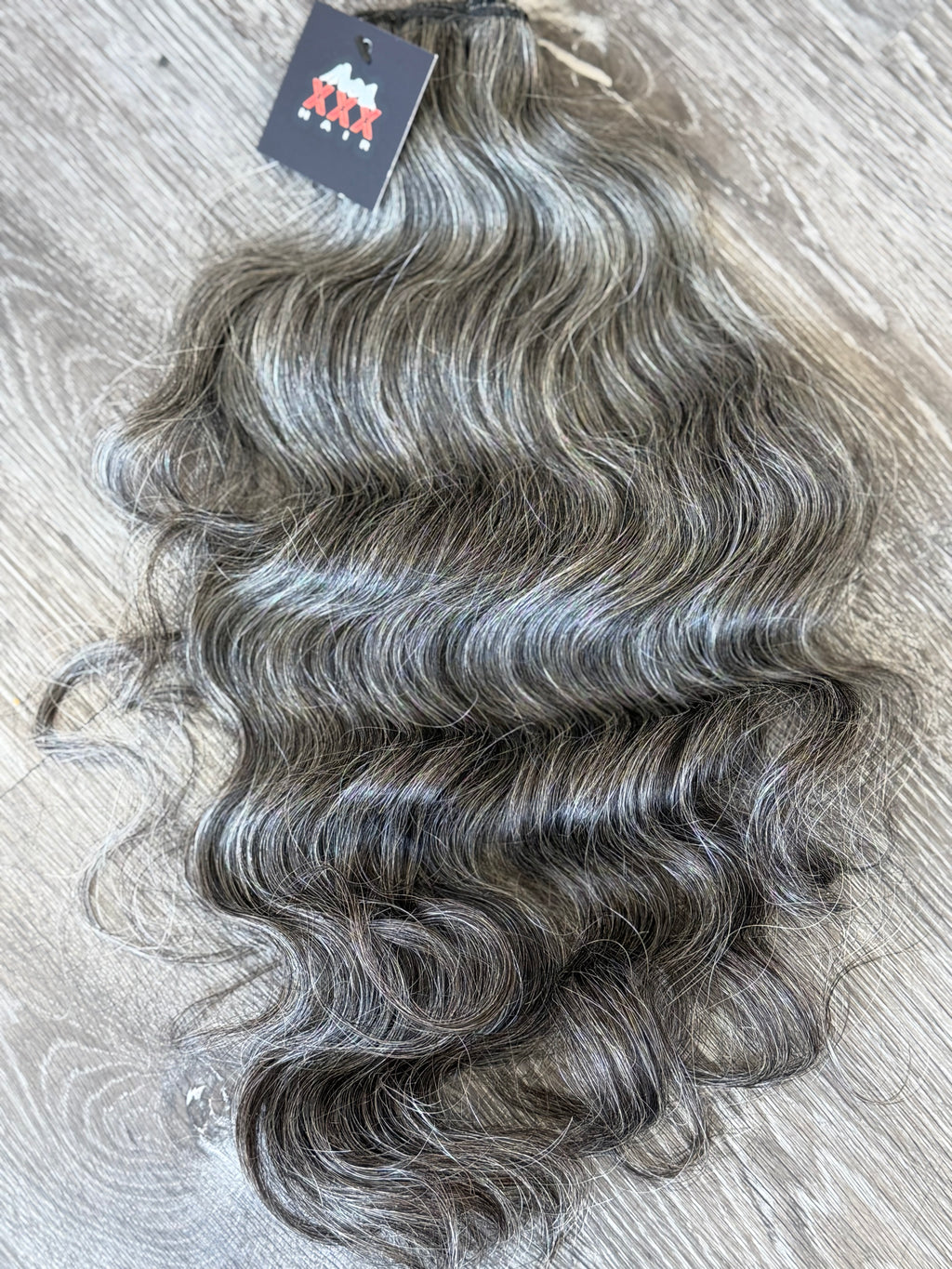18” Raw Indian Natural Wavy Straight Gray Human Hair Bundle