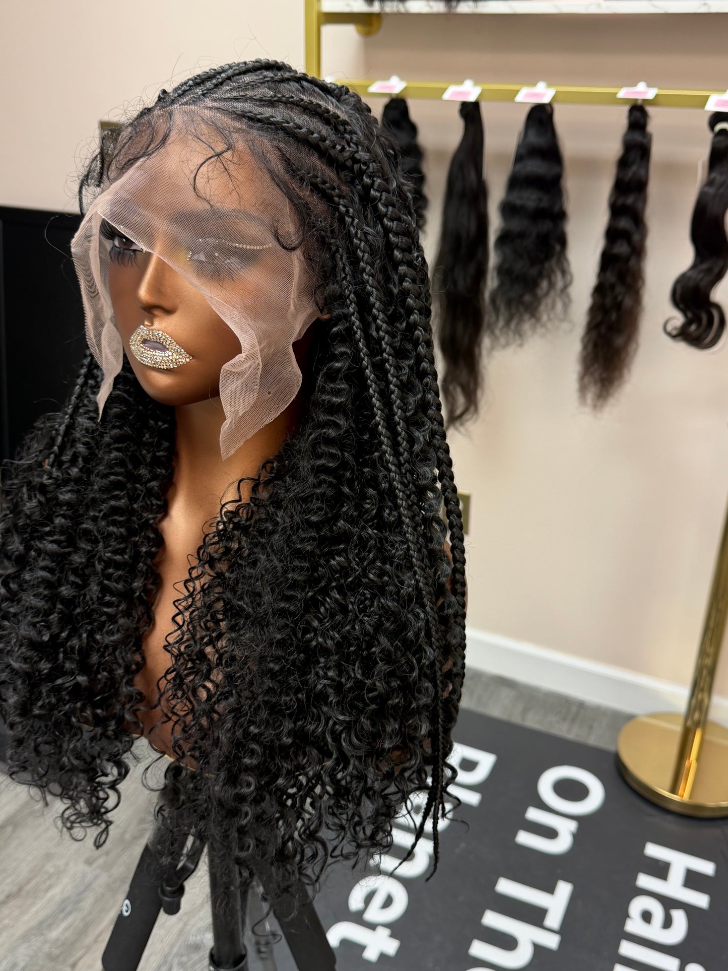 18” Half Braided 13*6 HD Lace Front Wig Human Blend