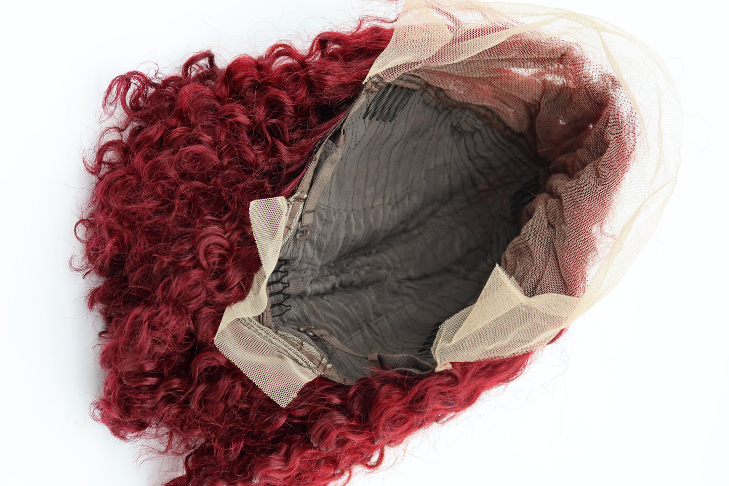 12” Jerry Curl 13*4 Burgundy Transparent Human Hair Lace Front Wig
