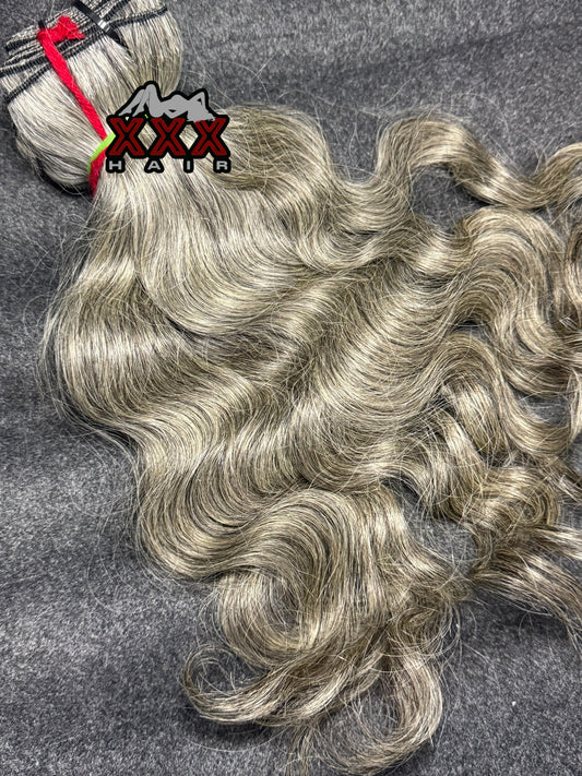 Raw Indian Wavy Grey Hair Bundle