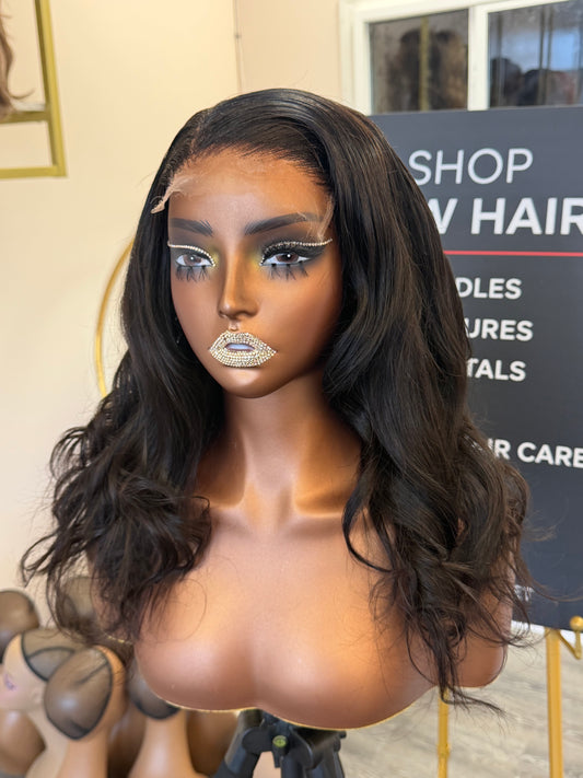 14” Virgin Brazilian Straight Natural Black HD 5*5 Lace Closure Wig