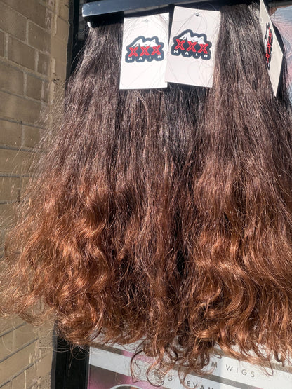 20” Raw Indonesian Natural Curly Ombre Brown Hair Bundle