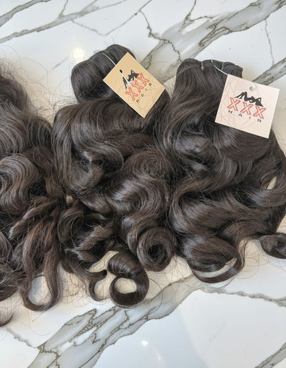 16” Temple Raw Indian Wavy Curly Human Hair Bundle