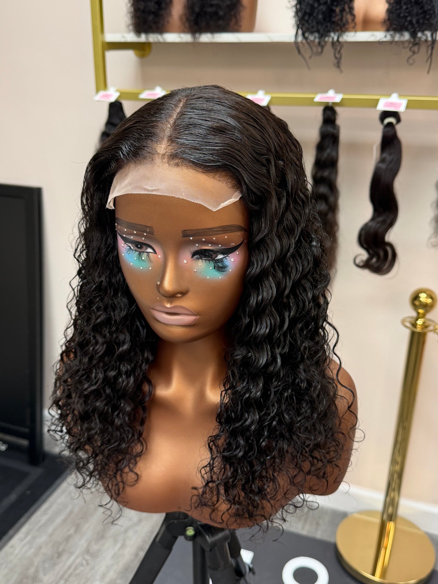 16” Raw Cambodian Curly 5*5 Swiss Lace Closure Wig