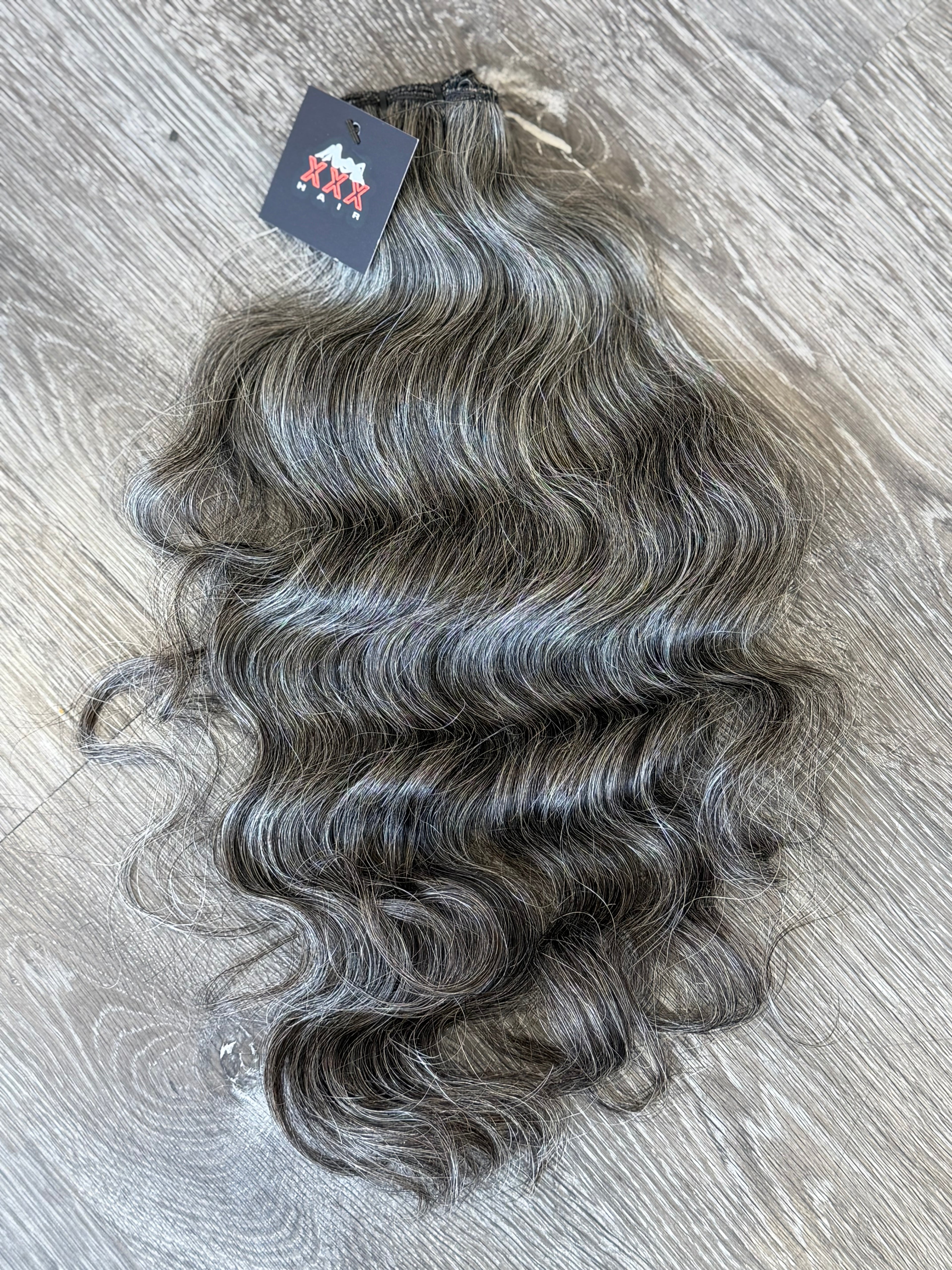 18” Raw Indian Natural Wavy Straight Gray Human Hair Bundle