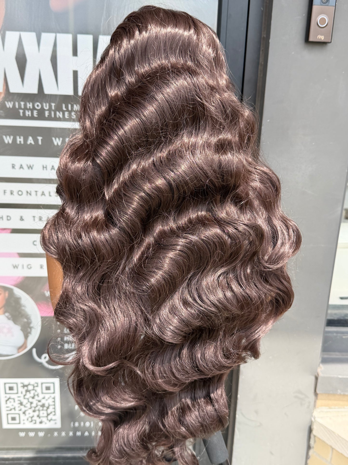 26” Brown Curly Human Blend Synthetic Hair 13*6 Transparent Lace Front Wig