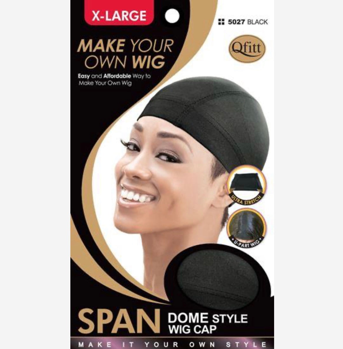 SPAN DOME STYLE WIG CAP X-LARGE / BLACK