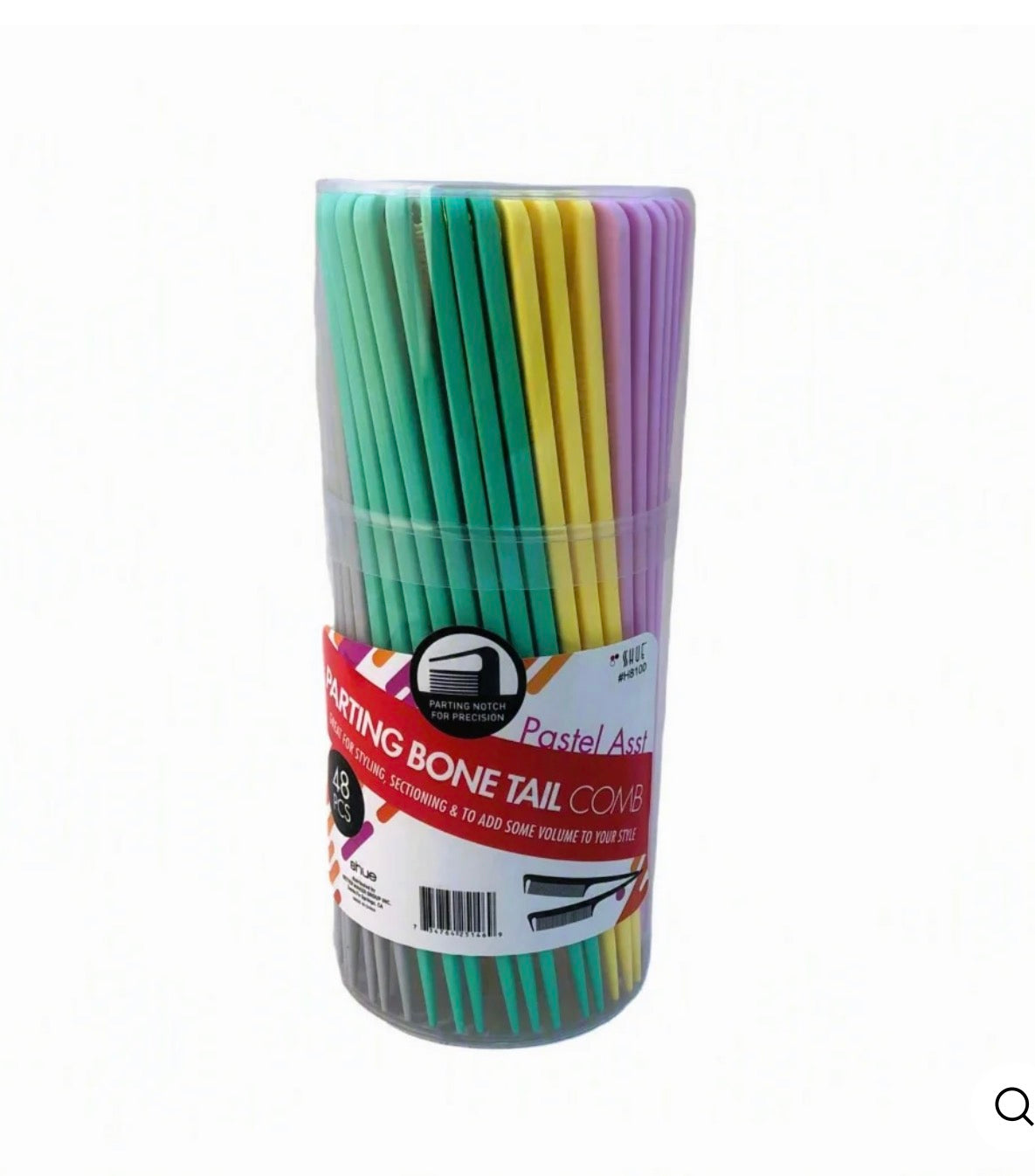PARTING BONE TAIL COMB ASSORTED COLORS - ONE COMB