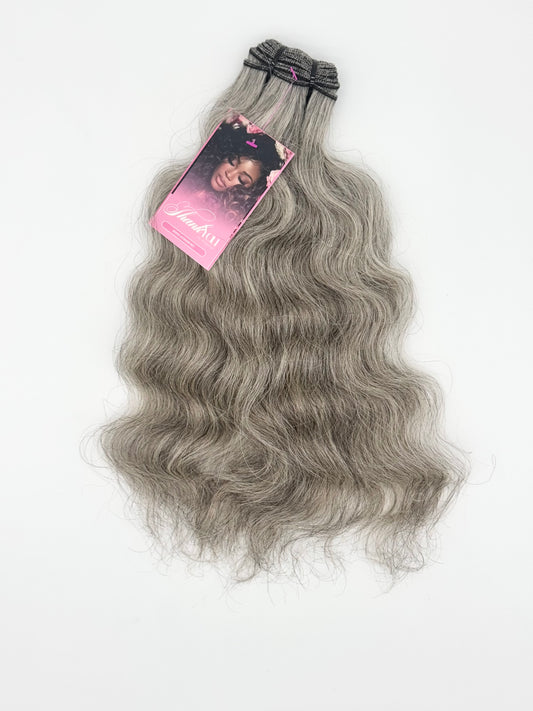 14" Grey Raw Indian Wavy Human Hair Bundle