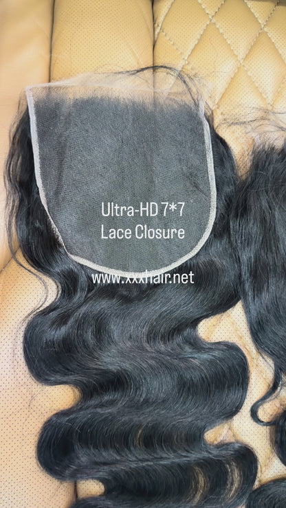 20” Ultra-HD Body Wave 7*7 Natural Color Virgin Human Hair Lace Closure